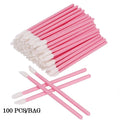 100 Disposable Eyeliner & Lip Brushes with Covers | 4 Colors Disposable Makeup Brushes Qme pink