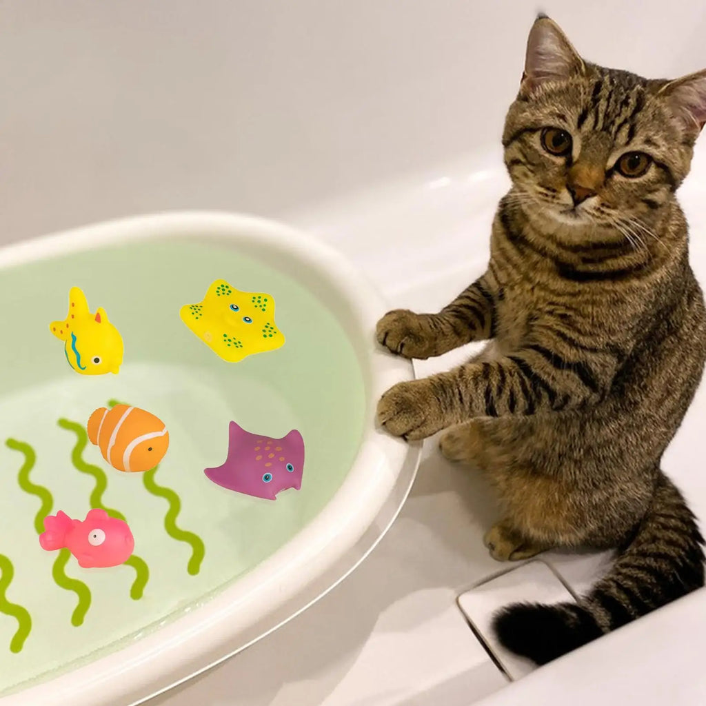Interactive Squeaky Swimming Fish Cat Bath Toy | Pool Play Interactive Cat Toy Qme