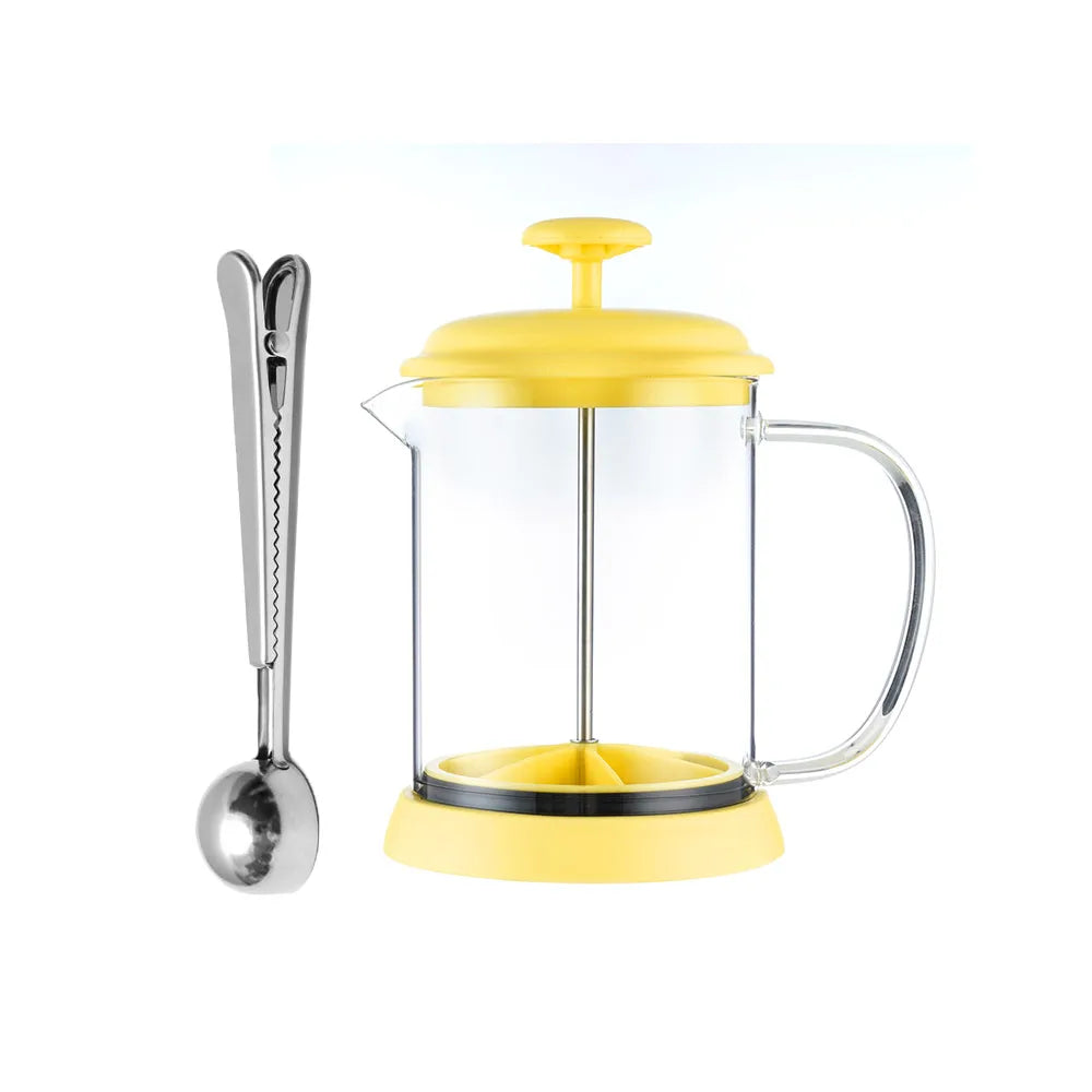 RECAFIMIL French Press Coffee Maker 600ML/1000ML Borosilicate French Press Coffee Maker Qst FP-Yellow-600ML