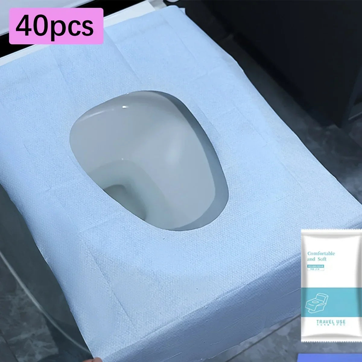 Disposable Toilet Seat Covers for Travel, Public & Airplane Use Disposable Seat Covers Qme 40pcs blue