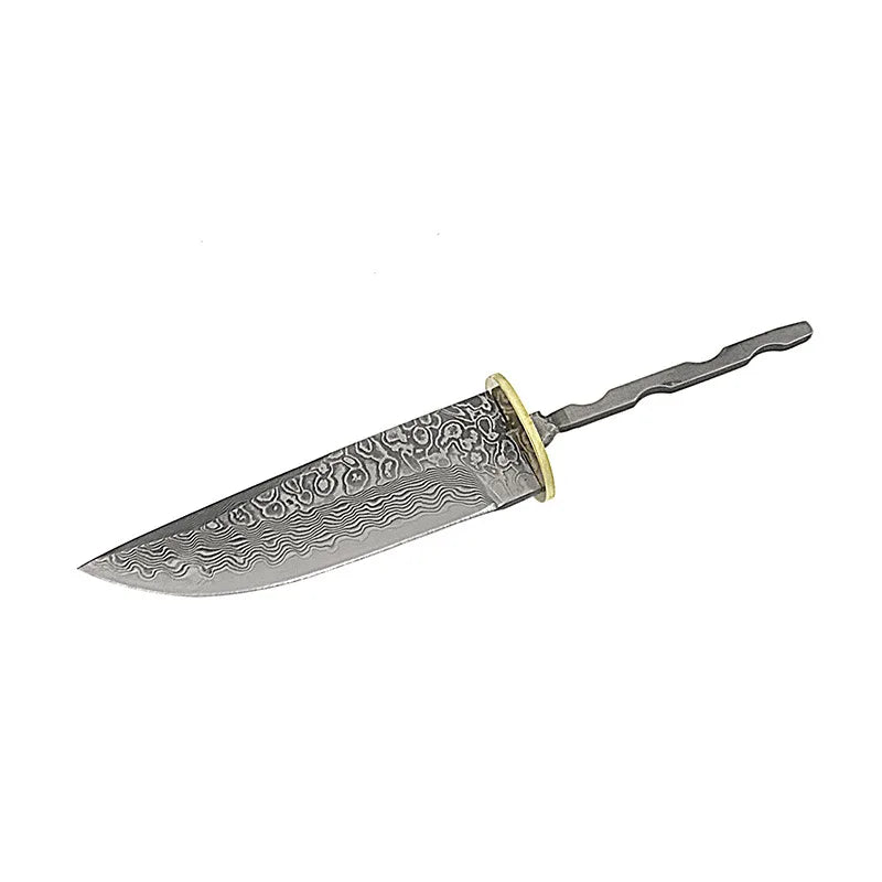 Damascus Steel Fixed Blade Knife Blank DIY Billet + Copper Sheet Knife Making Blank Qst Blade