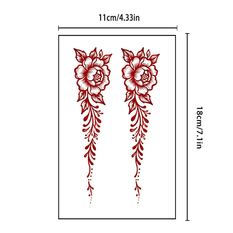 Red Peony Flower Temporary Tattoo Sticker – Waterproof & Sweatproof Temporary Tattoo Sticker Qme CC-336