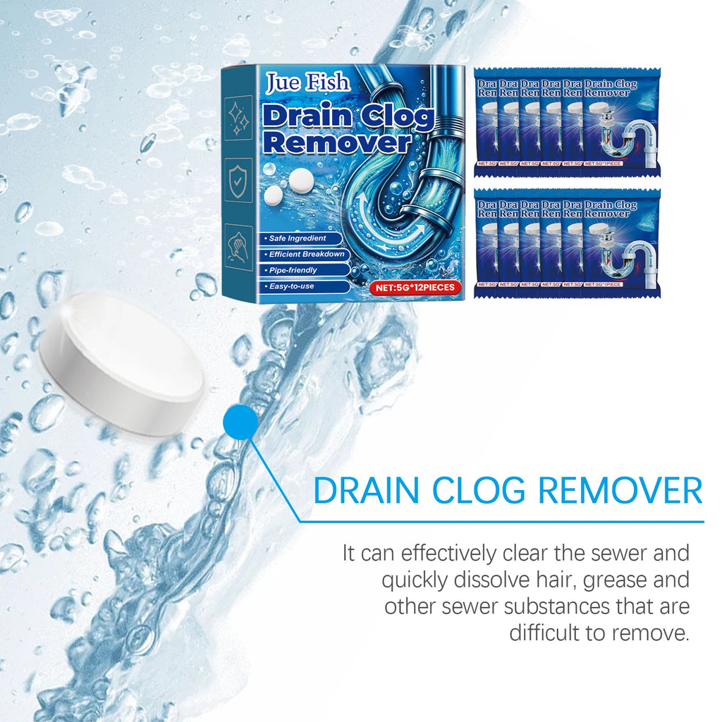 12-Pack Drain Unclogging Effervescent Tablets | Pipe Cleaner Drain Cleaner Tablets Qst