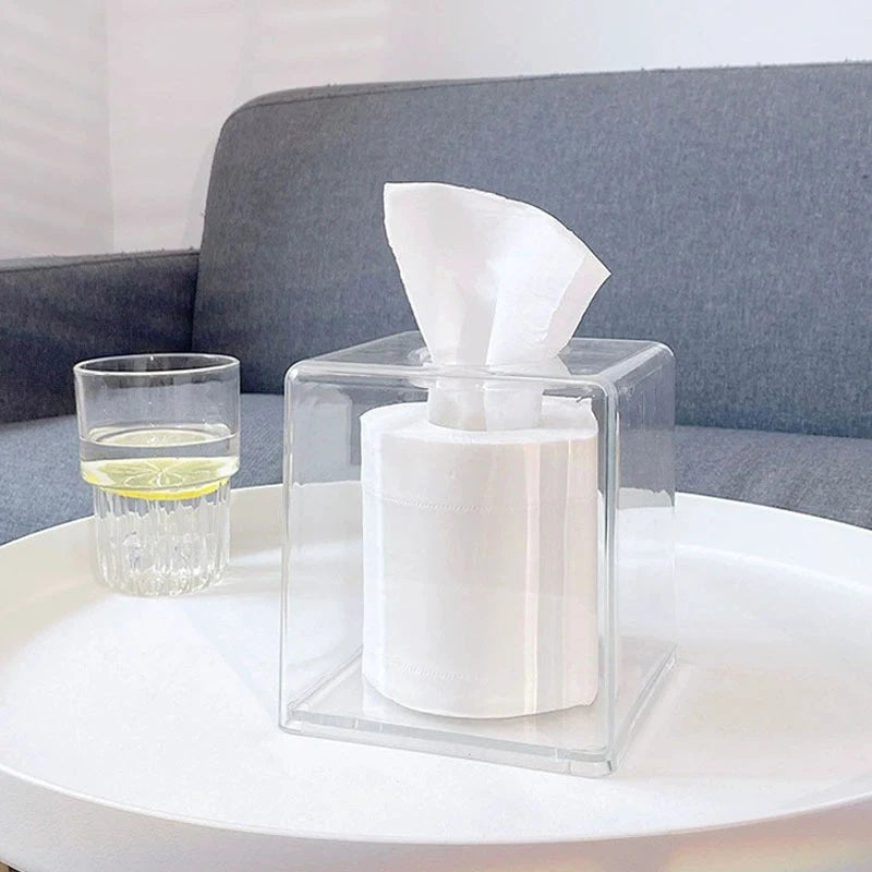 Transparent Tissue Box Holder – Tabletop Bathroom & Kitchen Tissue Box Holder Qst