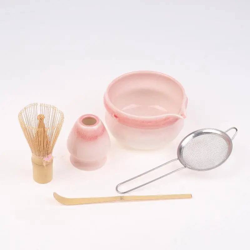 Pink Matcha Whisk Ceramic Set – Matcha Lovers Kit Matcha Whisk Set Qme Pink