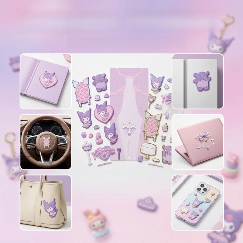 Hello Kitty Kuromi 3D Crystal Stickers | Planner Decoration Decorative Stickers Qme