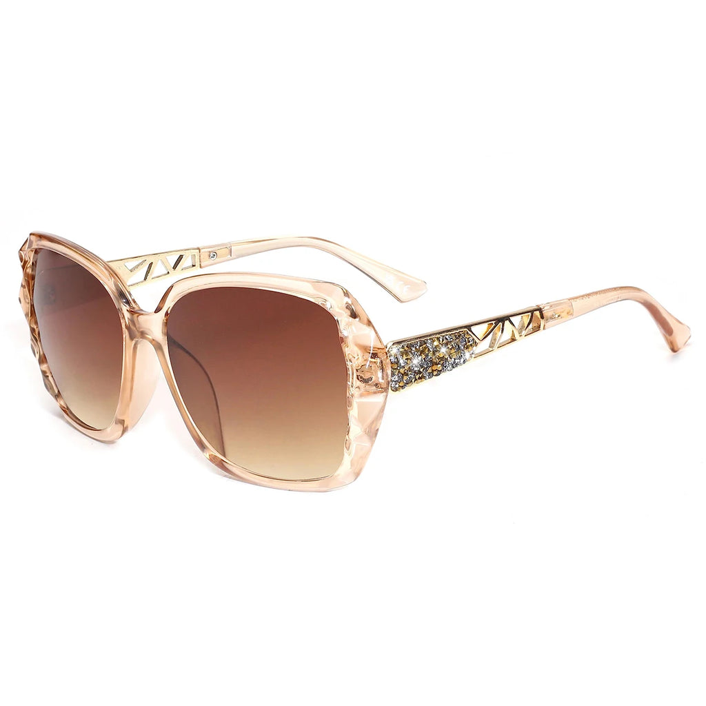 VOPHA Women's UV400 Diamond Square Sunglasses S02 Fashion Sunglasses Qst 1PC-Tea