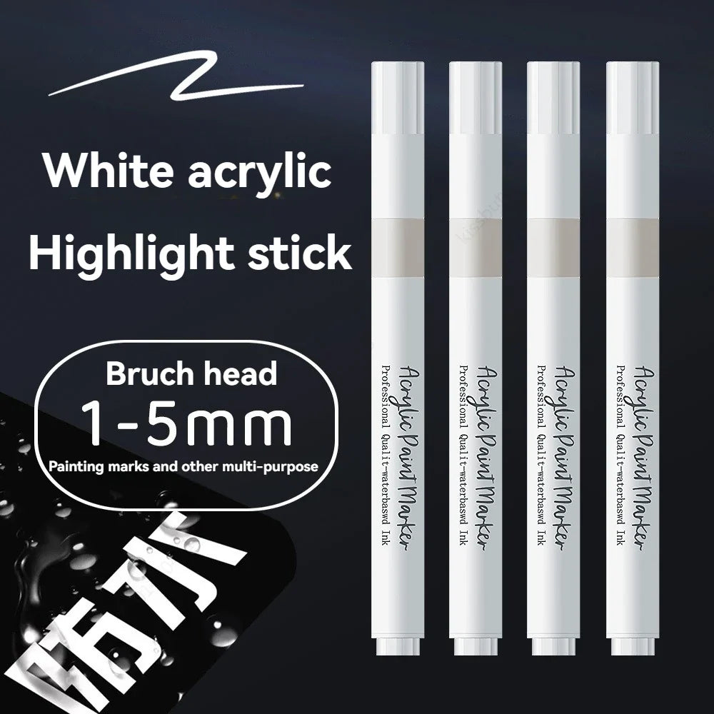 White Acrylic Marker Set – Brush Tip & Fine Point Art Pen Acrylic Art Marker Qme