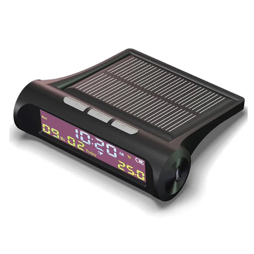 Solar Car Digital Clock – LCD Time, Date & Temperature Car Dashboard Clock Qme
