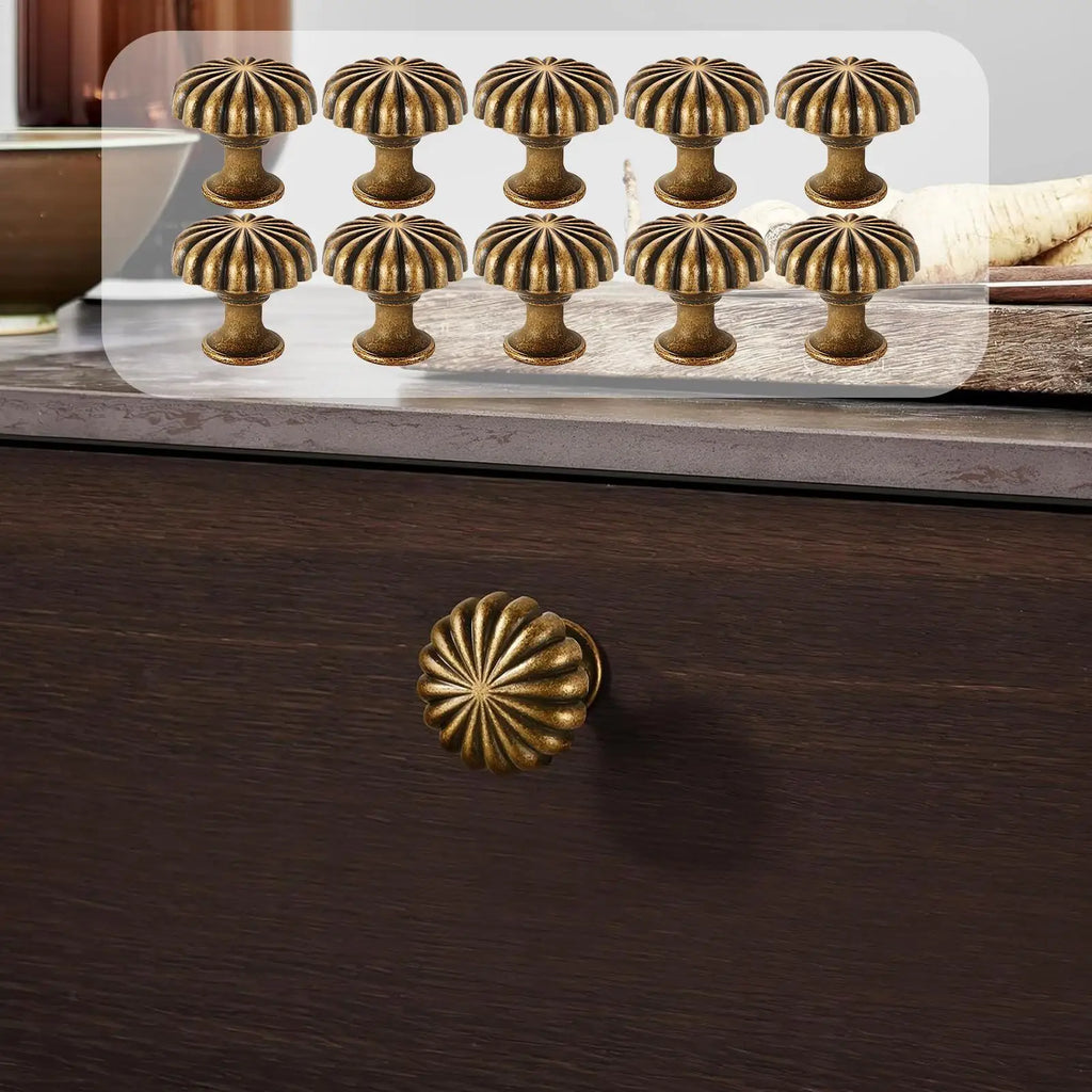Antique Pumpkin Cabinet Knobs Set of 10 – Zinc Alloy Round Pulls Cabinet Knobs Qme