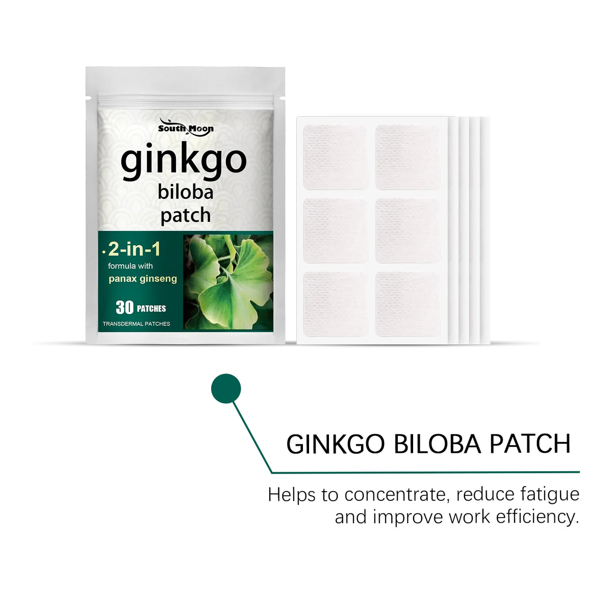 30pcs Ginkgo Biloba & Ginseng Herbal Focus Patches | South Moon Herbal Wellness Patch Qst