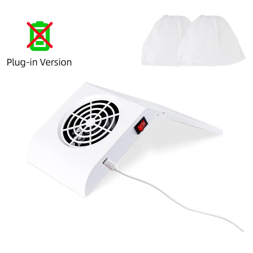 Wireless Foldable Nail Dust Collector – Rechargeable Mini Vacuum Nail Dust Collector Qst Plug in-White