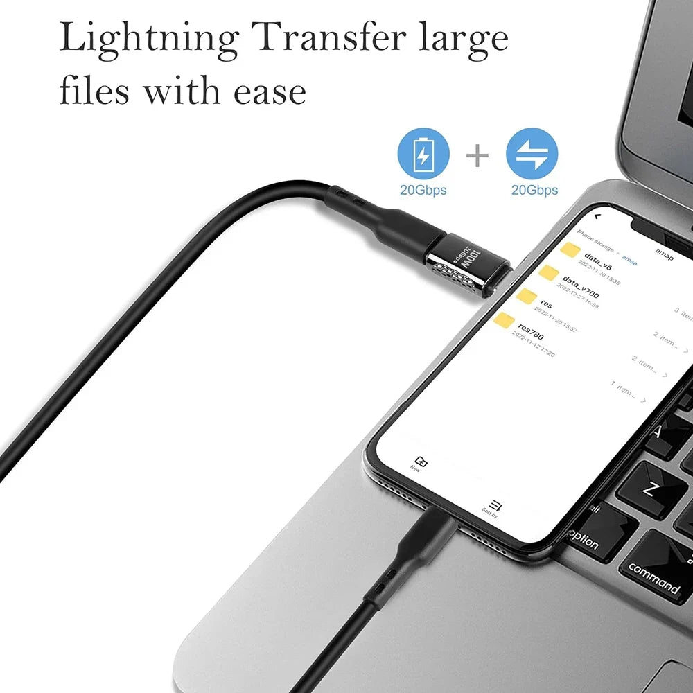 USB-C 90° Adapter 20Gbps OTG 8K 4K 100W Fast Charging USB-C Adapter Qme