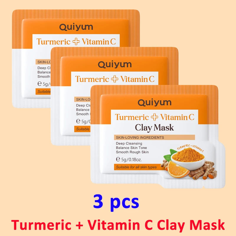 Turmeric & Vitamin C Clay Face Mask – Deep Cleanse & Glow Clay Face Mask Qst 3pcs
