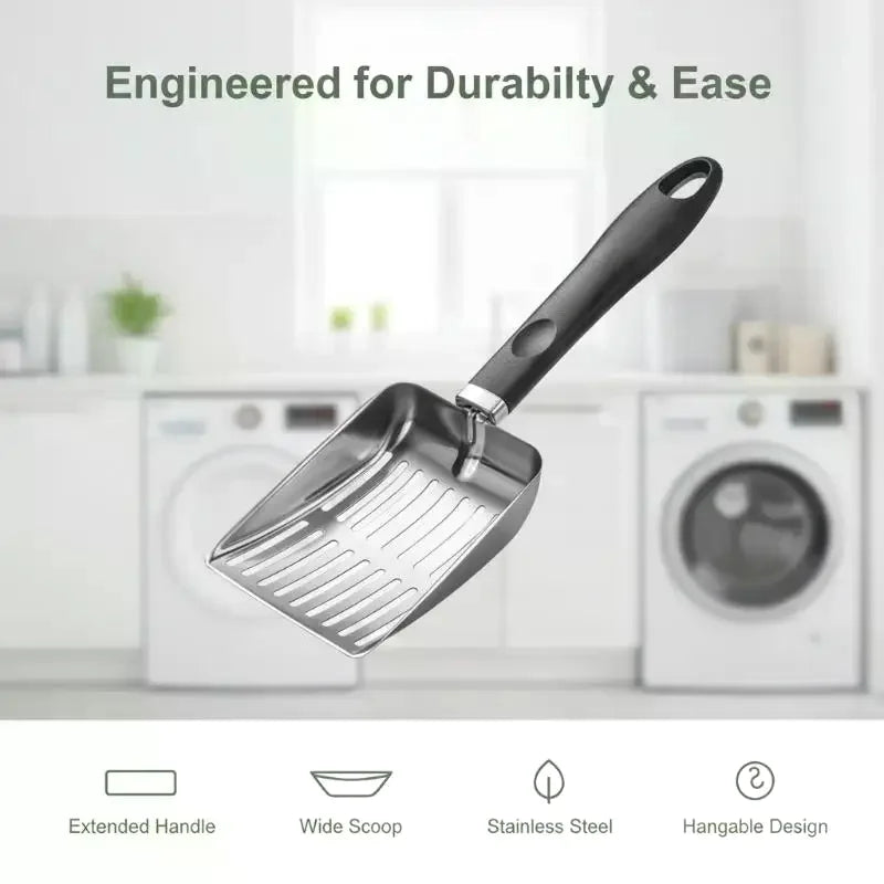Metal Cat Litter Scoop – Ergonomic Handle & Fine Sifter Cat Litter Scoop Qme