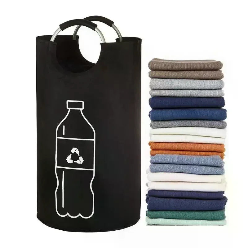 82L Foldable Bottle Storage Basket Kitchen Recycling Bag – Black Foldable Storage Basket Qme