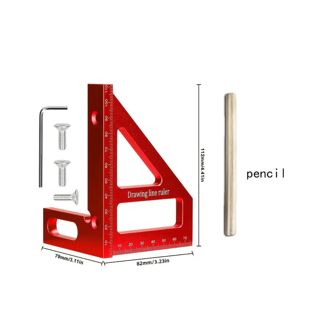 Aluminum Alloy Triangle Scribing Ruler 45 90 Degree Tool Woodworking Scribing Ruler Qme