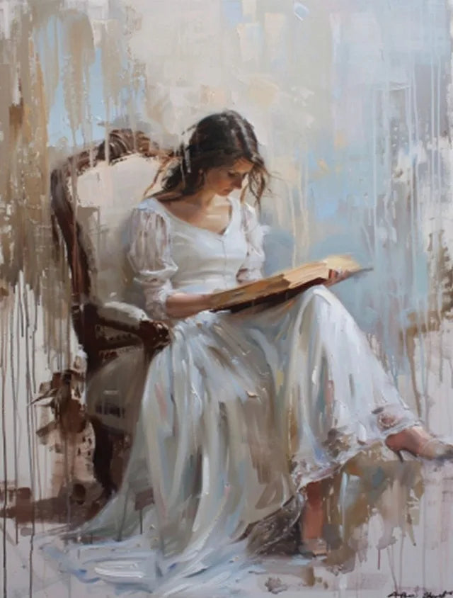 Vintage Female Reading Canvas Wall Art Print | Home Décor Canvas Wall Art Print Qst 12 20x30cm Unframed