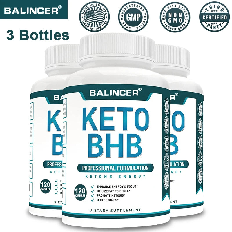 BHB Ketogenic Capsules – Fat Burning & Metabolism Boost Ketogenic Supplement Qst 120 count-3 bottle