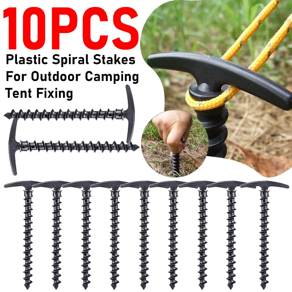 Tent Screw Anchor Ground Stakes 10 Pack – Windproof Pegs Tent Ground Stakes Qme