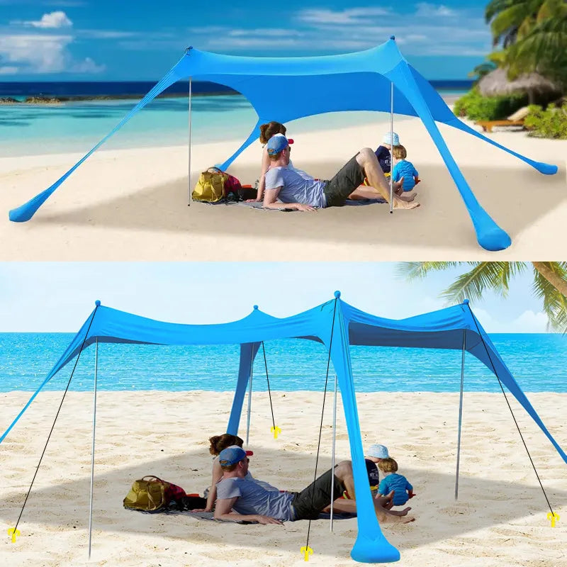 Pop-Up Beach Tent UPF 50+ Spandex Sun Shade & Sandbag Anchors Pop-Up Beach Tent Qst