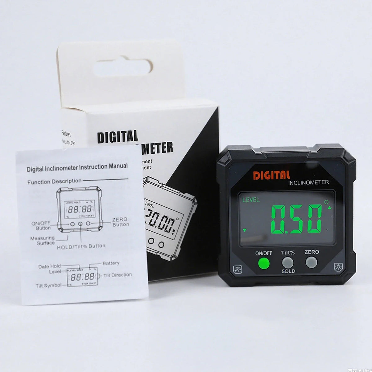 Digital Angle Finder – 4-Side Magnetic LED Gauge | Aluminium Digital Angle Finder Qme