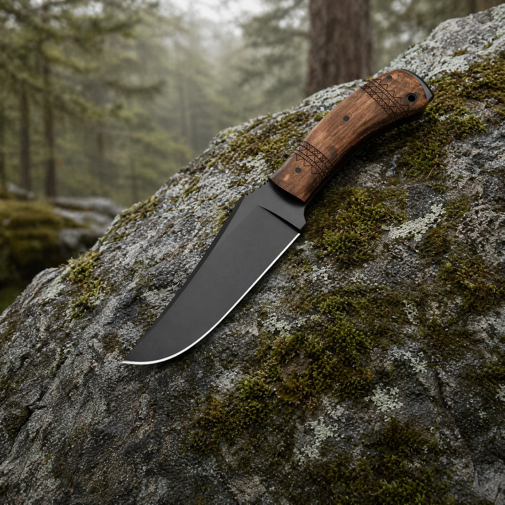 HUANGFU Outdoor Knife – Steel Blade & Wood Handle for Camping Outdoor Camping Knife Qst