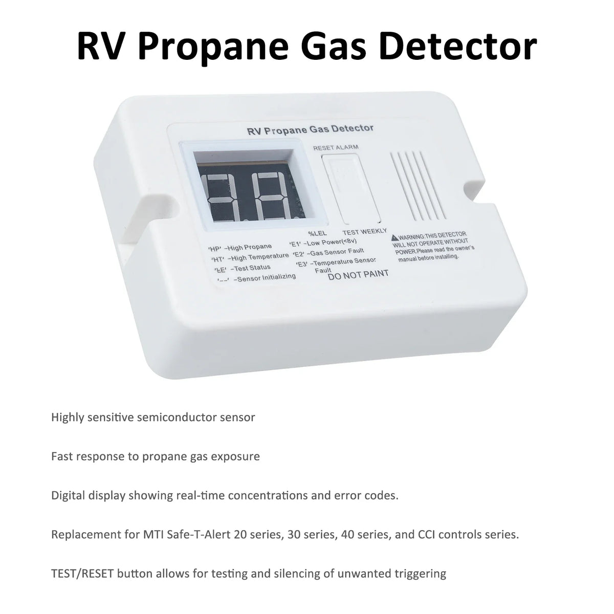 RV Propane Gas Detector Alarm 85dB DC 12V – Trailer & Motorhome RV Gas Detector Qme
