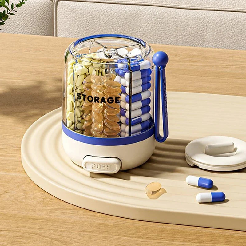 4-Compartment Round Pill Organizer – Portable Medicine Case Pill Organizer Case Qme