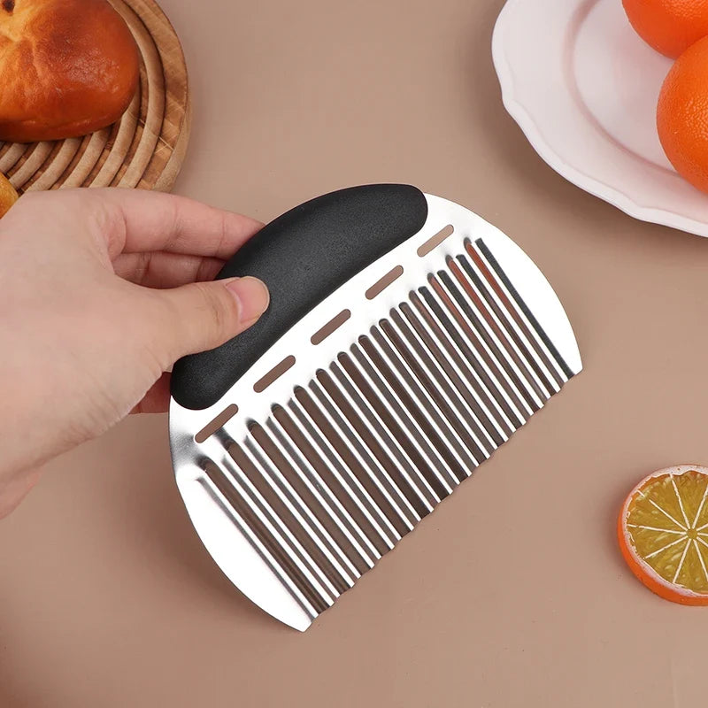 Stainless Steel Wavy Potato Chip & French Fry Cutter Vegetable Slicer Qme