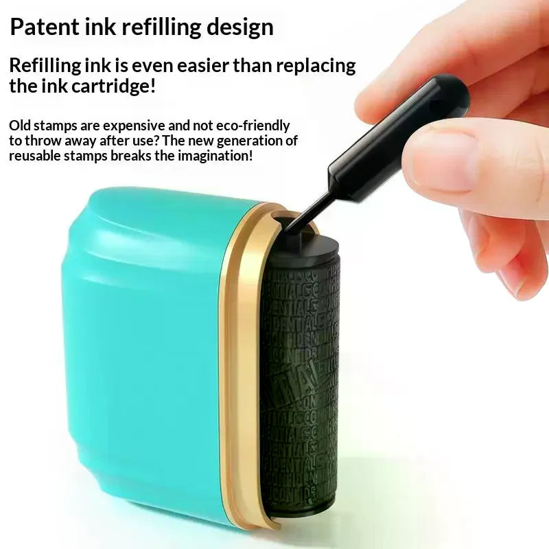 Rolling Privacy Stamp Seal – Garbled Character ID Protector Privacy Roller Stamp Qme
