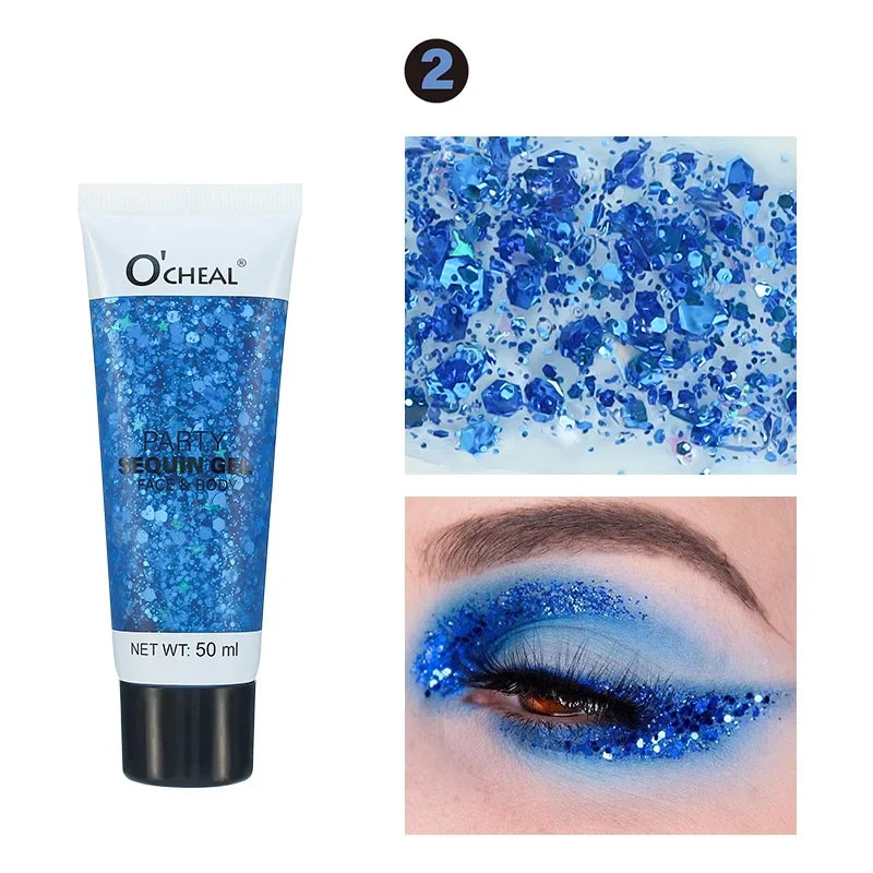 Party Sequin Gel – Waterproof Glitter Makeup for Costumes Glitter Makeup Gel Qme 2