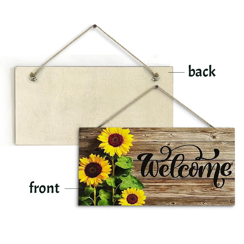 Rustic Sunflower Welcome Wall Hanging Wood Plaque Sign Wood Wall Plaque Qme