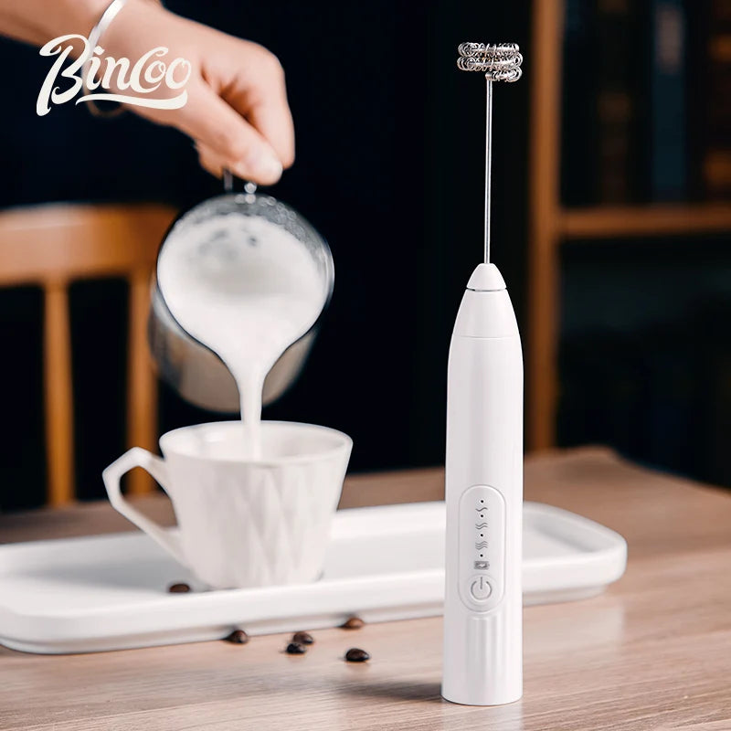 BINCOO Handheld Electric Milk Frother – USB Rechargeable Whisk Milk Frother Qst