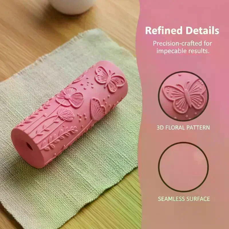 Floral Butterfly Texture Roller for Polymer Clay & DIY Crafts Clay Texture Roller Qme