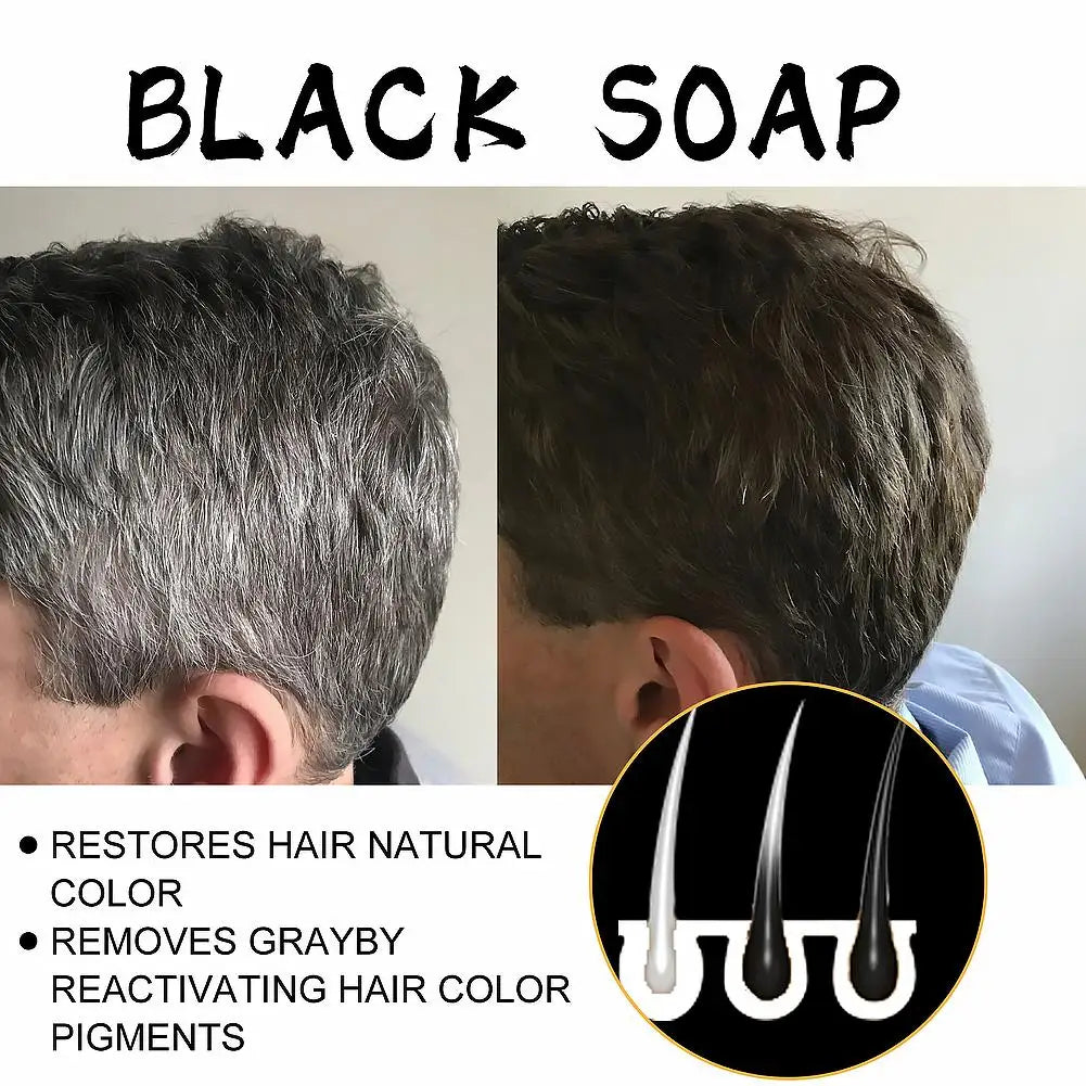 Men's Gray Darkening Shampoo Bar – Black Hair & Beard Soap Darkening Shampoo Bar Qme