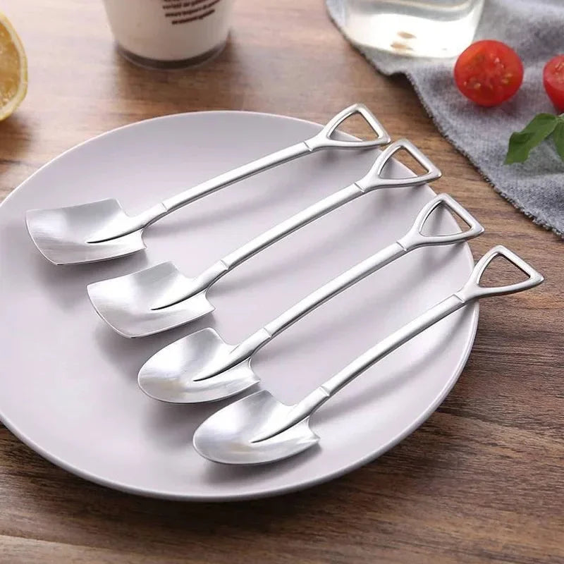 Stainless Steel Shovel Spoon – Coffee, Tea & Dessert Cutlery Dessert Spoon Qme