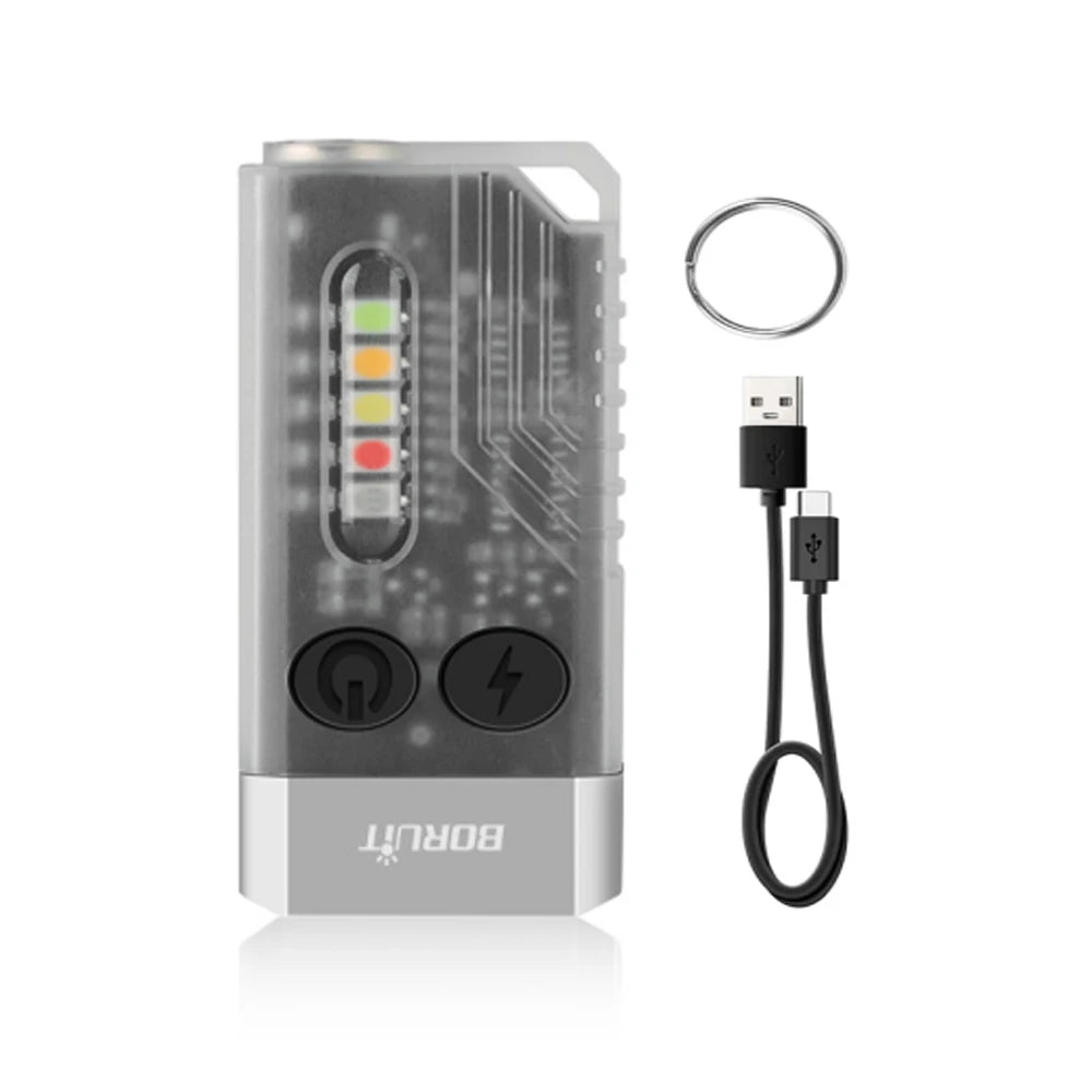 BORUiT V10 EDC Keychain Flashlight – USB-C, UV Light & Magnet EDC Keychain Flashlight Qst White Fixed focus