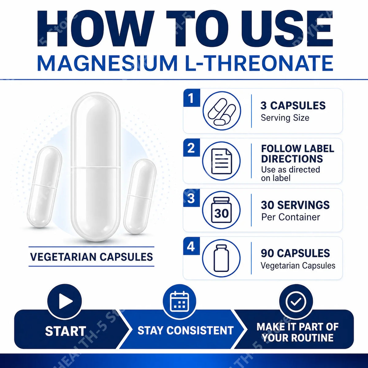 Magnesium L-Threonate Magtein 90 Capsules – Brain & Memory Support Magnesium Supplement Qst