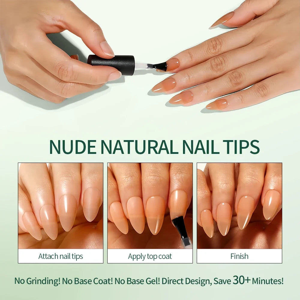 Nailpop 140 Nude Pink Nail Tips – Square Almond Coffin Oval Press-On Nail Tips Qme