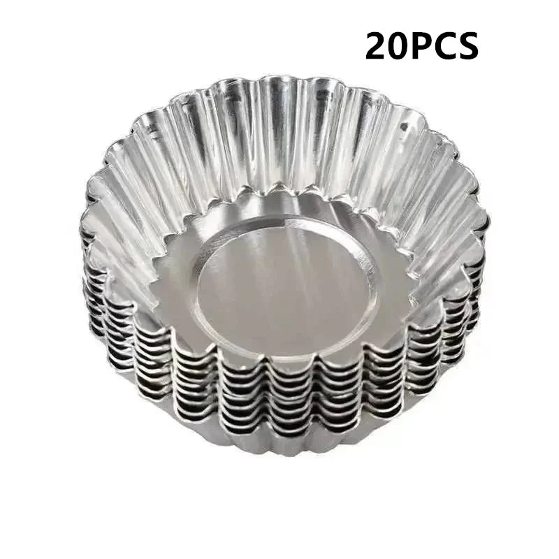 Reusable Aluminum Egg Tart Molds – Cookie, Pudding & Jelly Baking Mold Qme 20pcs