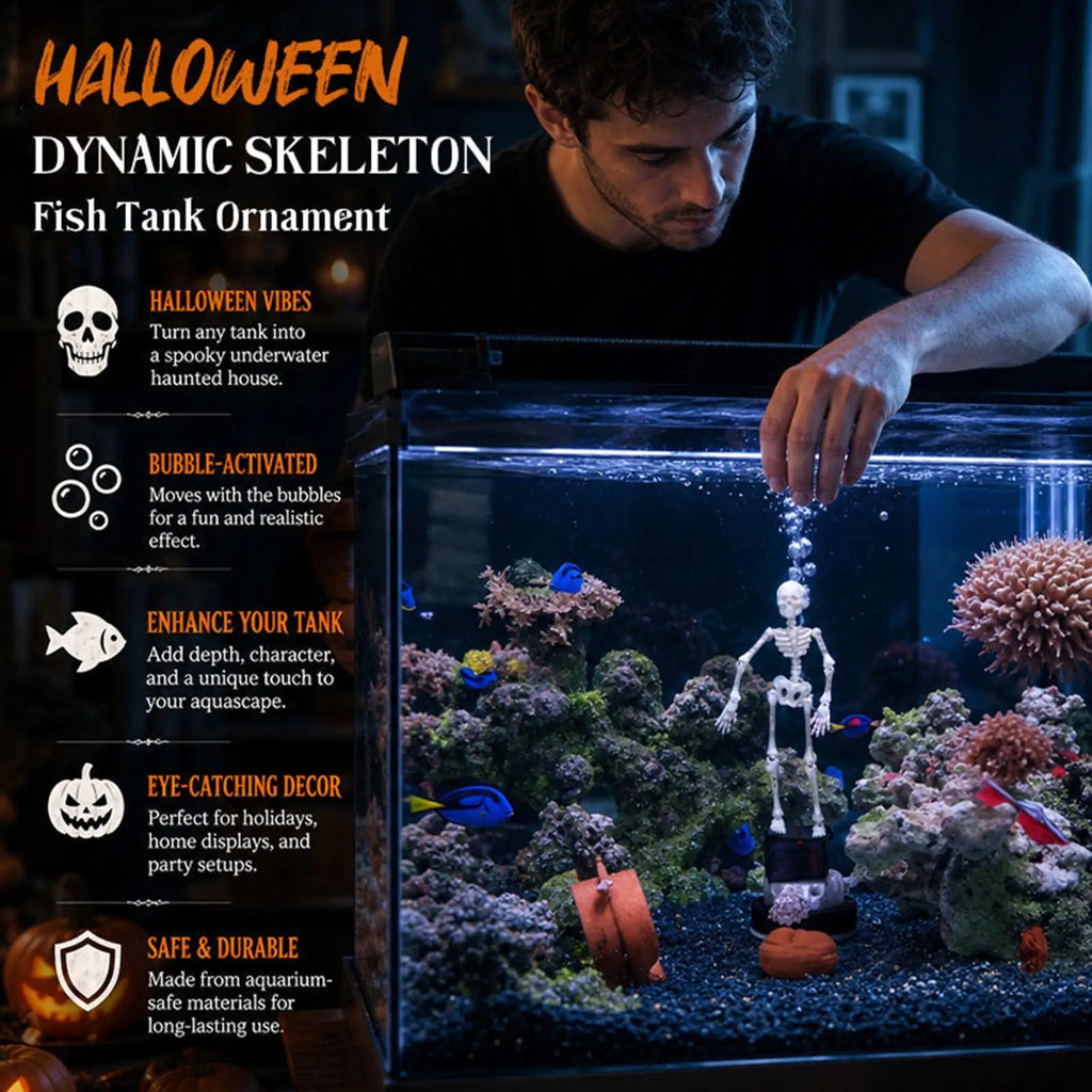 Skeleton Bubbler Aquarium Decor | 3D Printed Halloween 7x4 In Aquarium Bubbler Decor Qme