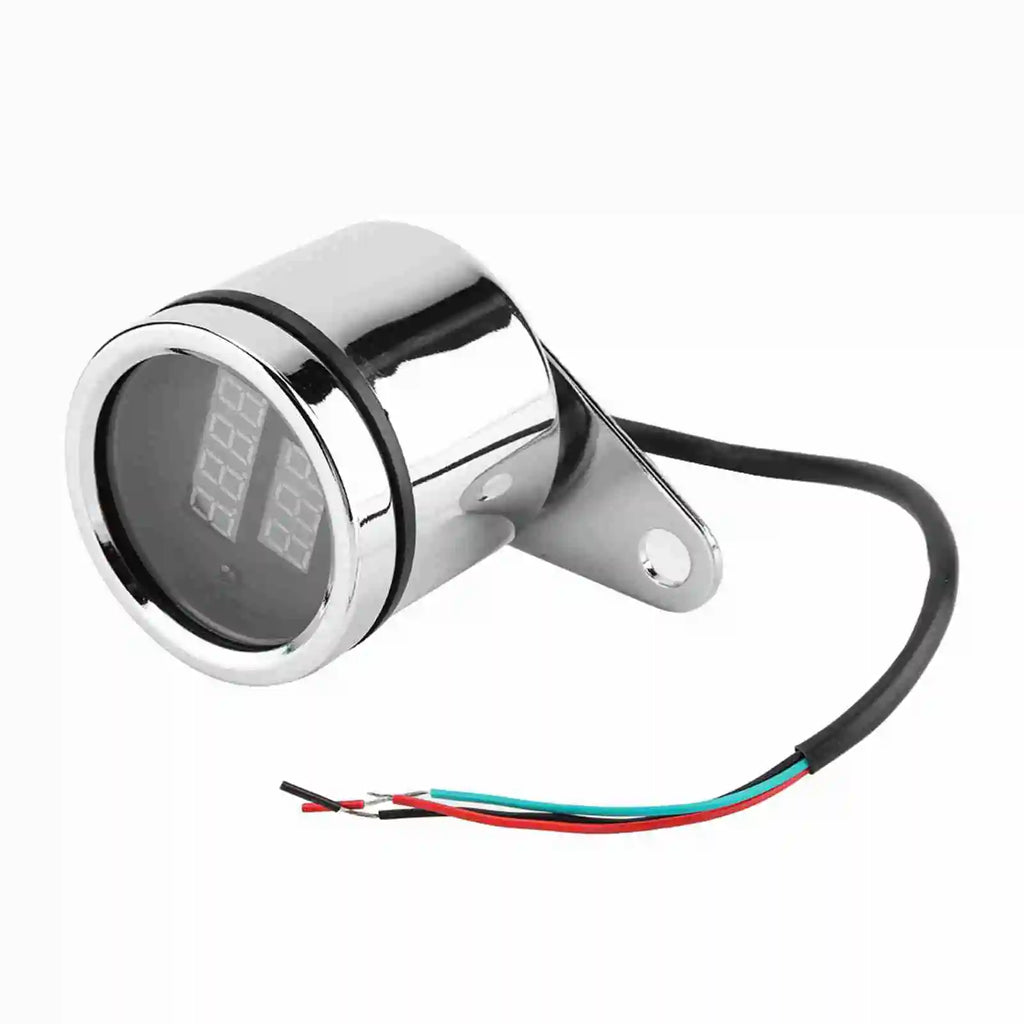 2-in-1 Motorcycle LED Digital Tachometer & Voltmeter Gauge Motorcycle Gauge Qst Silver