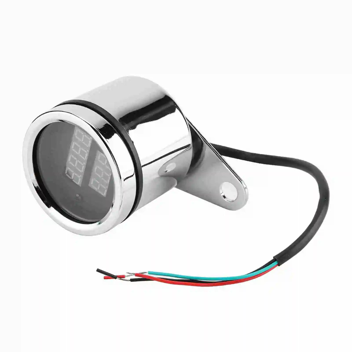 2-in-1 Motorcycle LED Digital Tachometer & Voltmeter Gauge Motorcycle Gauge Qst Silver