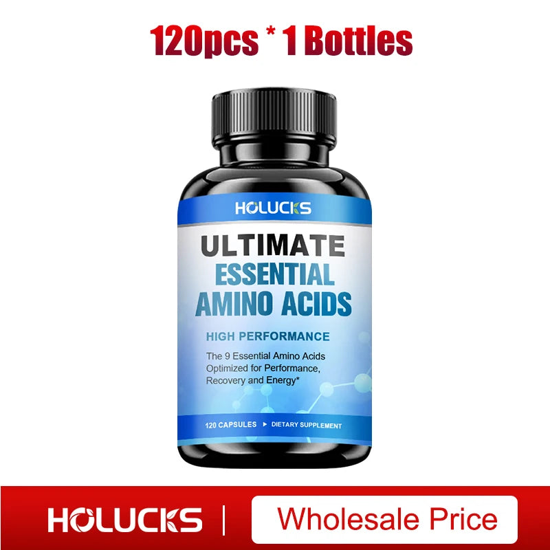 HOLUCKS EAA Supplement – 9 Essential Amino Acids, 120 Tablets Amino Acid Supplement Qst 1 Bottles 120pcs