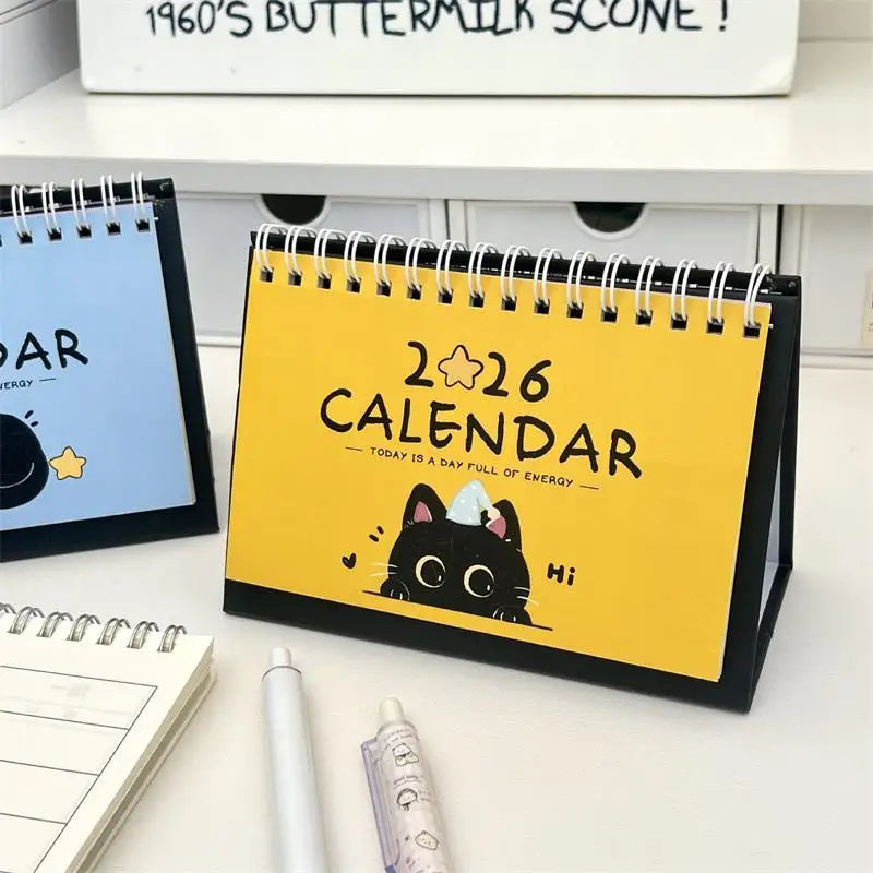 2026 Mini Desk Calendar – Cute Cat & Horse Design | Portable Mini Desk Calendar Qme