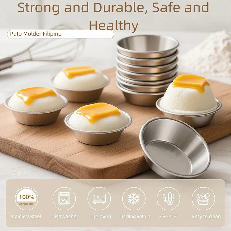 Puto Cake Molds – Aluminum Alloy Mini Round Baking Cups Mini Baking Molds Qme