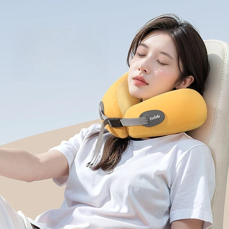 Memory Foam U-Shaped Travel Neck Pillow – Compact & Lightweight Travel Neck Pillow Qme