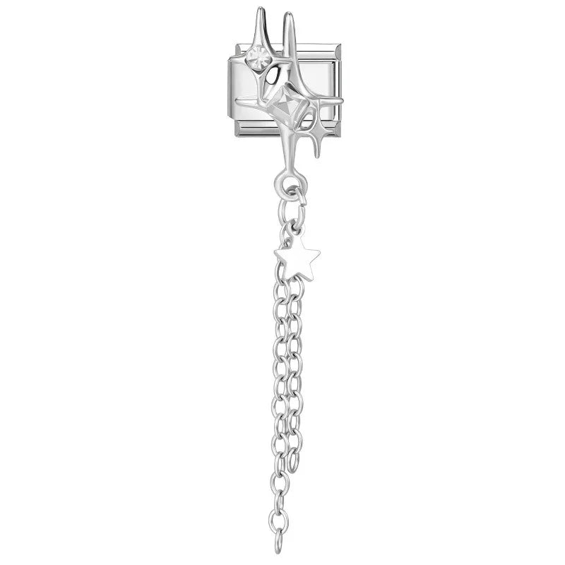 Zircon Italian Charm Links – Heart Bow Butterfly Star 9mm Italian Charm Links Qme S 41