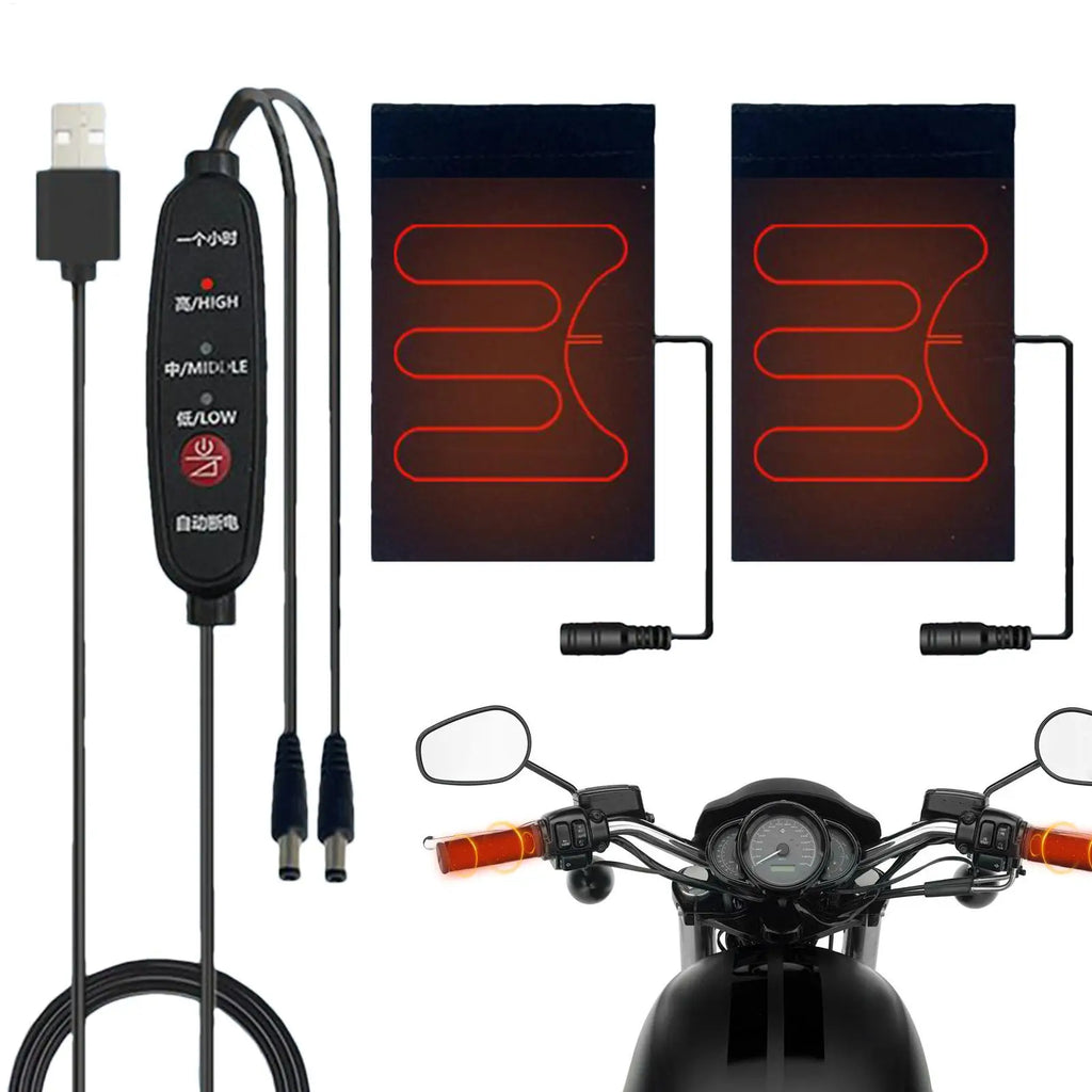 Heated Handlebar Grip Covers – 5V, 3 Heat Levels, Winter Riding Heated Handlebar Grips Qme